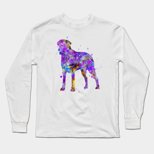 Curly Coated Retriever Dog Watercolor Painting Long Sleeve T-Shirt by Miao Miao Design